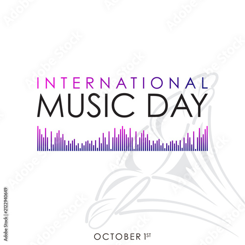 Minimal International Music Day vector banner featuring clean typography