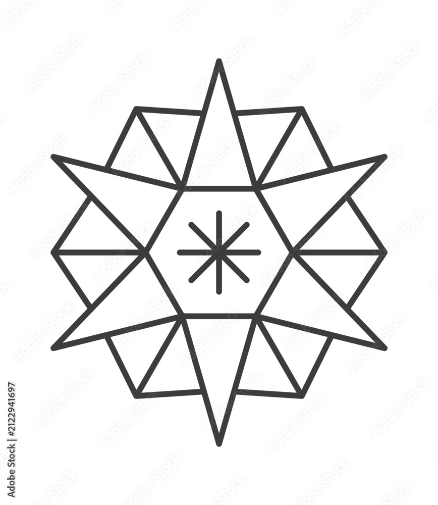 Obraz premium Star Christmas Emblem Geometric Line Art