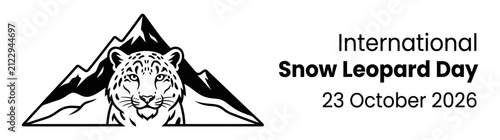 International Snow Leopard Day Banner on 23 October 2026 with Mountain Peak and Wildlife Illustration