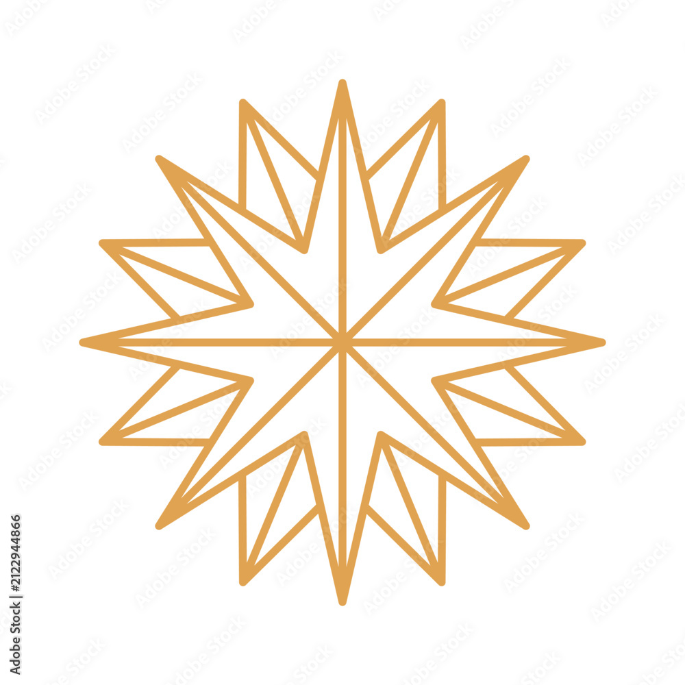 Obraz premium Star Christmas Emblem Geometric Line Art