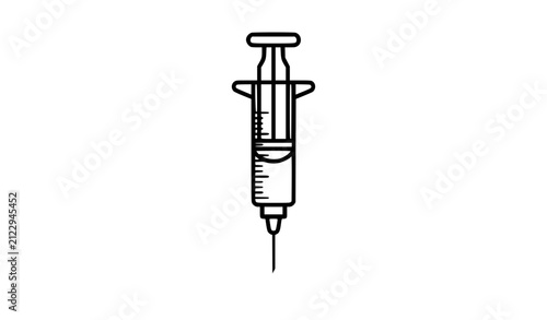 Obraz na plátně Professional Medical Syringe Outline Icon for Vaccination and Healthcare Vector