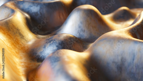 Abstract gold and silver waves with flowing metallic texture