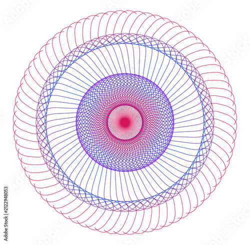 Intricate Abstract Spirograph Geometric Pattern with Gradient Circular Lines, Mathematical Mandala Vector Background Illustration