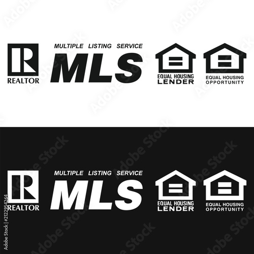 Foto Realtor Mls multiple listing service equal house opportunity and lender black and white icon symbol label