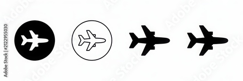 Airplane and aircraft icon set, flight symbol collection isolated on white background