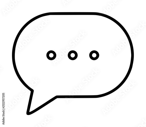 Obraz na plátně Hand-drawn minimalist chat bubble icon with three dots, simple outlined speech b