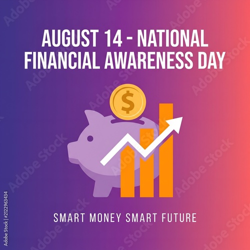 National Financial Awareness Day Modern Savings Vector Illustration