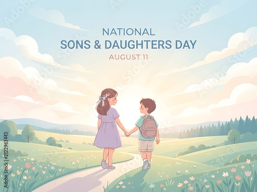 National sons and daughters day with children holding hands