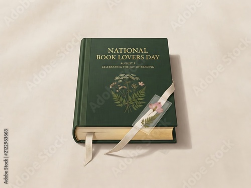 Black book for national book lovers day with bookmark