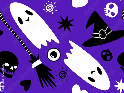 Halloween ghost seamless cute cartoon pattern for wrapping paper and fabrics and kids clothes print and packaging