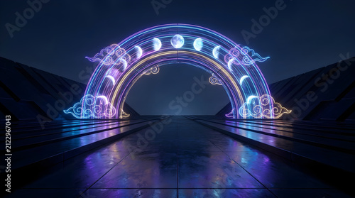 Digital Archway In Pavilion for Modern Commercial Marketing Background and Creative Media Idea