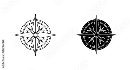 Foto Compass Rose Icons, Nautical Navigation Symbols, Vintage Wind Rose Vector Set