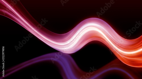 Pink Purple Wave Light Ribbon Effect with Reflections