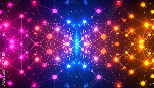 Vibrant Abstract Network Connections Glowing in Colorful Digital Background