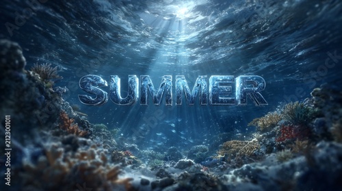 Underwater Summer: A vibrant illustration showcases the essence of summer beneath the waves