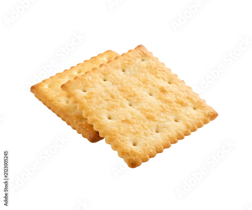 Photography Crispy Square Saltine Crackers Stacked Isolated on White Background