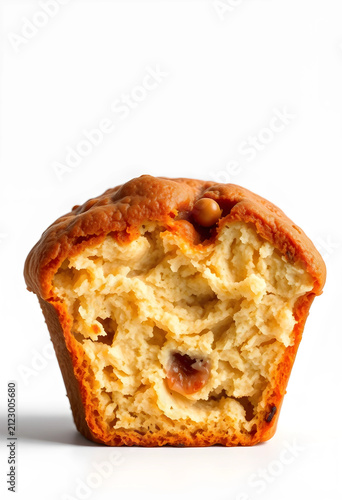Half-eaten golden brown muf...