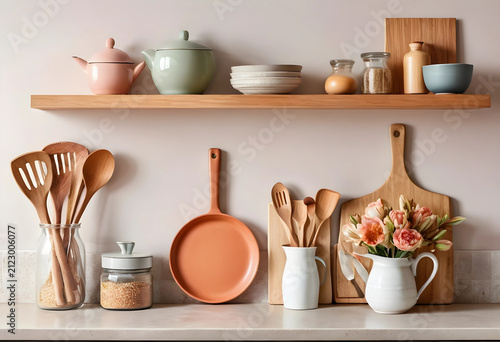 Modern kitchen shelf and co...