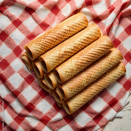 Crispy golden waffle rolls ...