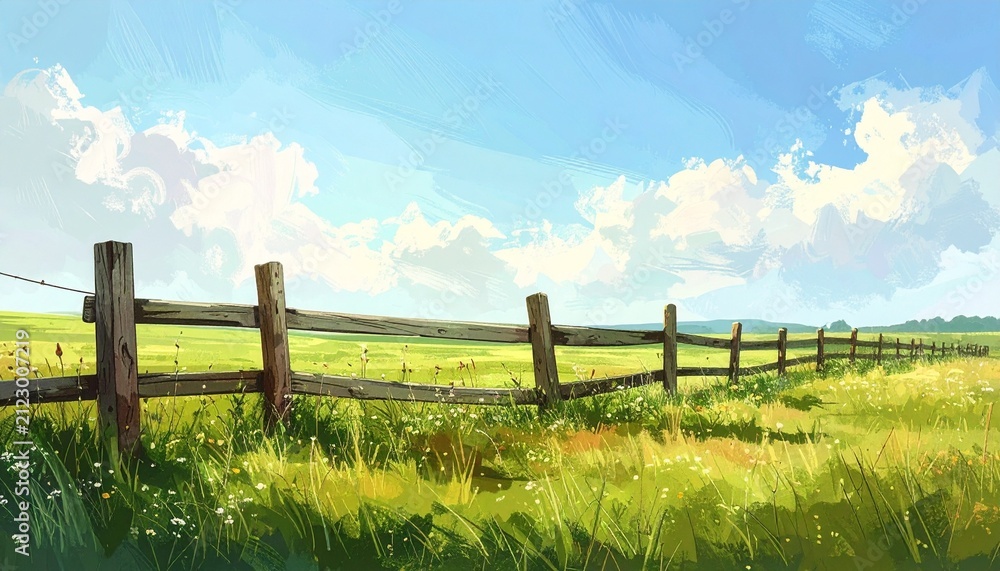 Fototapeta premium Wooden Fence in Pasture