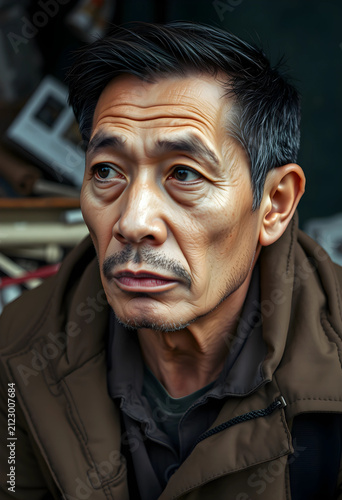 Mature asian man with a tho...