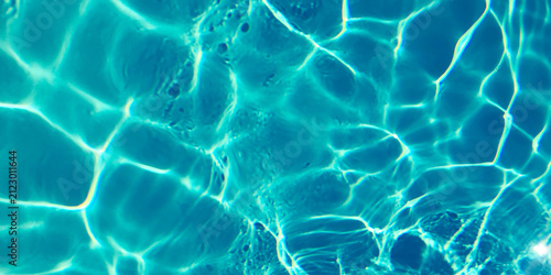 Sticker Turquoise water ripples, swimming pool surface, blue ocean background