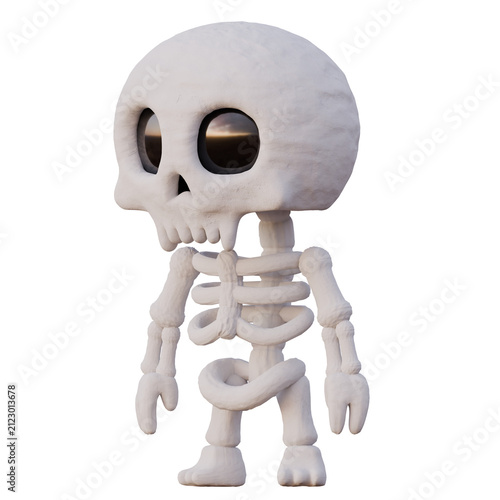 3D Cute Skeleton Character Side View