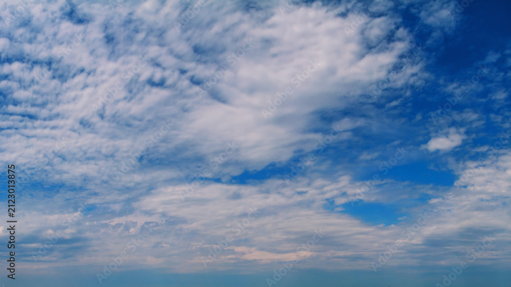 Fototapeta premium Beautiful summer sky with floating clouds, panorama, banner