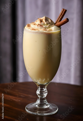 Creamy eggnog drink with wh...