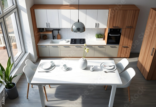 Modern kitchen and dining a...