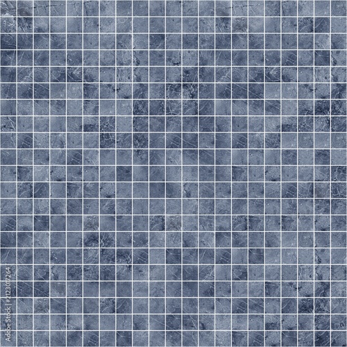 Blue gray mosaic tile texture with small square pattern
