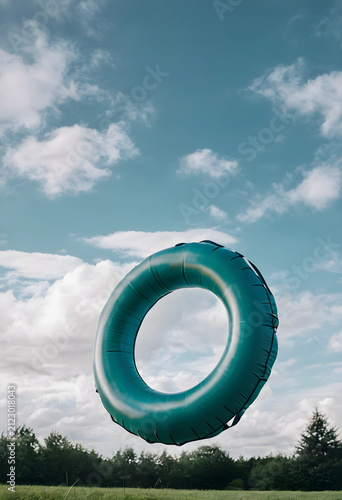 Teal inflatable swimming ri...