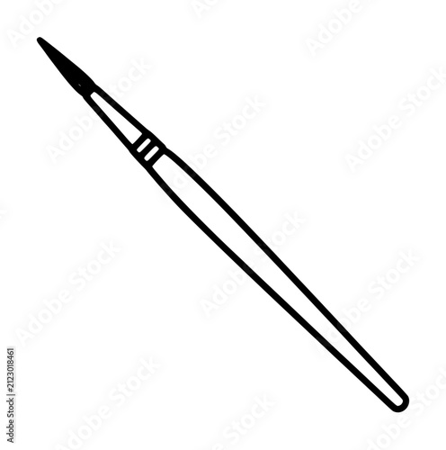 Hand-drawn black brush pen vector illustration isolated on white background, featuring a slender pointed calligraphy tool with elegant ink application for artistic sketching and hand lettering design