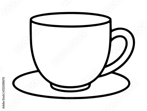 Fotografie Elegant hand-drawn vector illustration of a demitasse cup resting on a matching