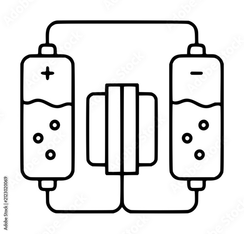 Obraz na plátně Hand-drawn black line vector illustration of a flow battery system with two elec