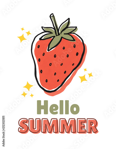 Red Green and Yellow Illustrated Summer T-Shirt - 1