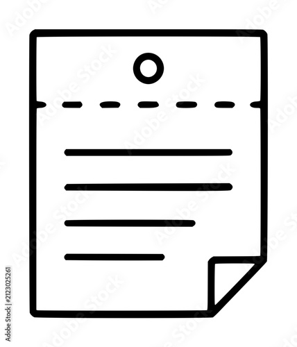 Bild auf Leinwand Hand-drawn black line vector icon illustration of a date due slip or memo note p