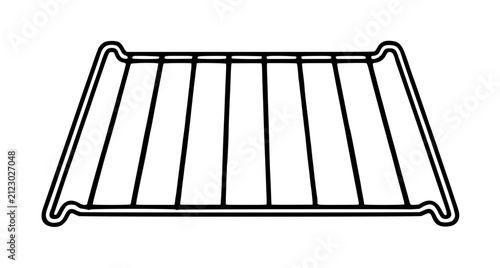 Foto Hand drawn vector illustration of a black oven rack with parallel metal bars and