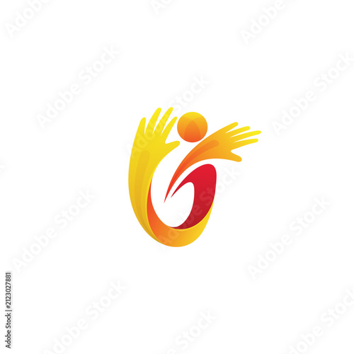 Letter U logo and people care  design vector, charity logo template