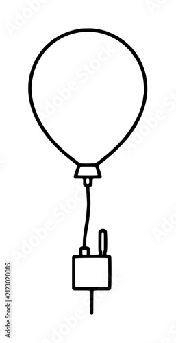 Obraz na plátně Hand-drawn black balloon vector illustration tethered to a small instrument with