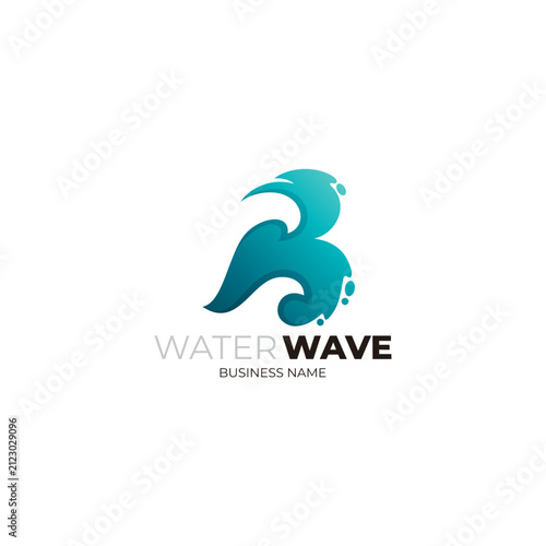 B logo and wave design vector, logo of waves forming the letter B