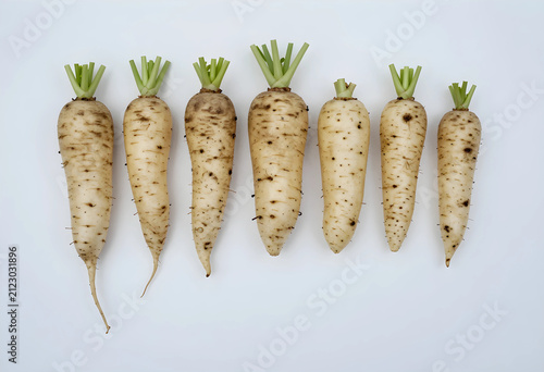 Seven fresh organic parsnip...