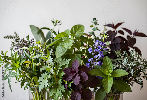 Freshly cut mixed herbs and...