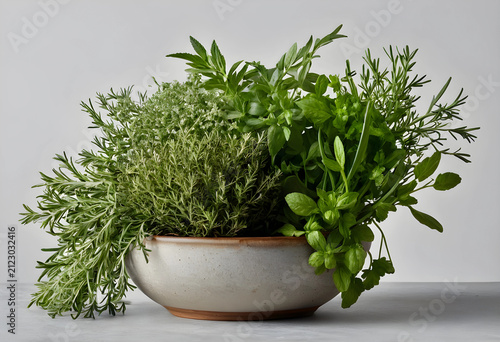 Fresh culinary herbs in a r...