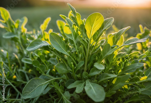 Fresh green arugula leaves ...