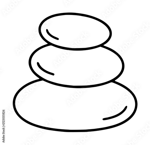Canvas Print Hand-drawn vector illustration of three stacked spa stones in black outline, min