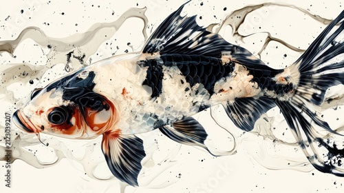 Koi Fish in Dynamic Water Splash