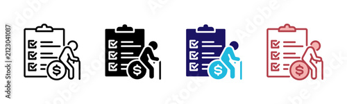 Quadro su tela Pension Eligibility Icons, Multi Style Icon Set