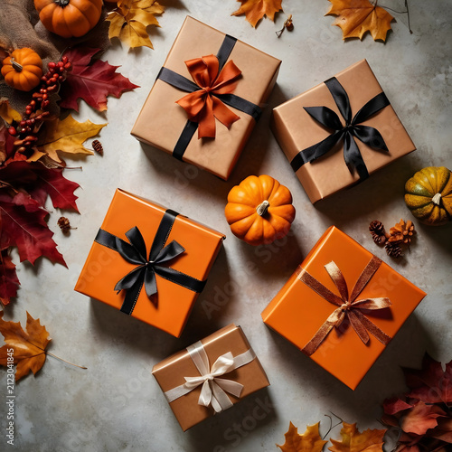 Autumn holiday gift boxes w...