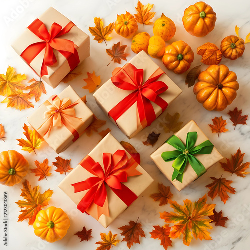 Autumnal gift boxes with co...